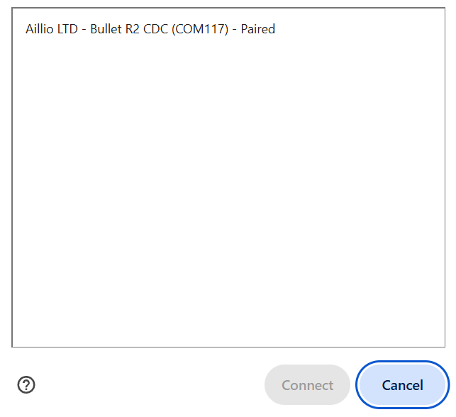 Select USB, then connect.